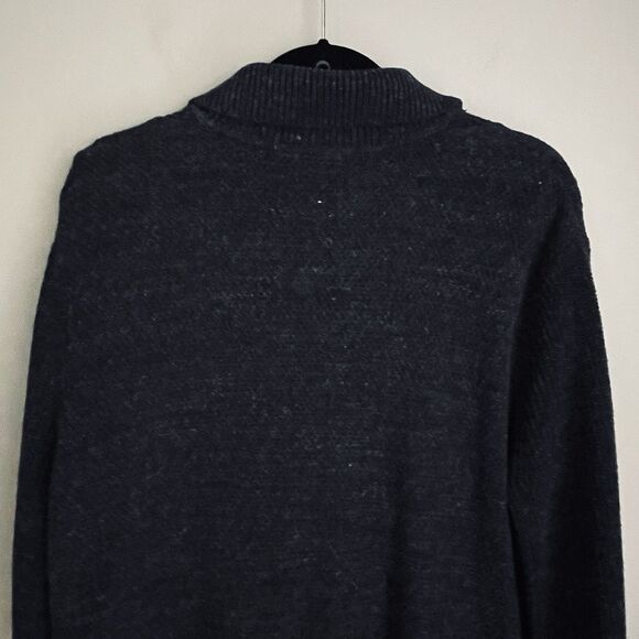 Vtg Gap Cardigan Sweater Men L Navy Blue Fleck Grandpa Chunky Knit Shawl Collar - Picture 9 of 13